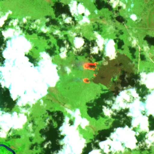 Wildfire near Maningrida — Sentinel-2 SWIR (fuego)
