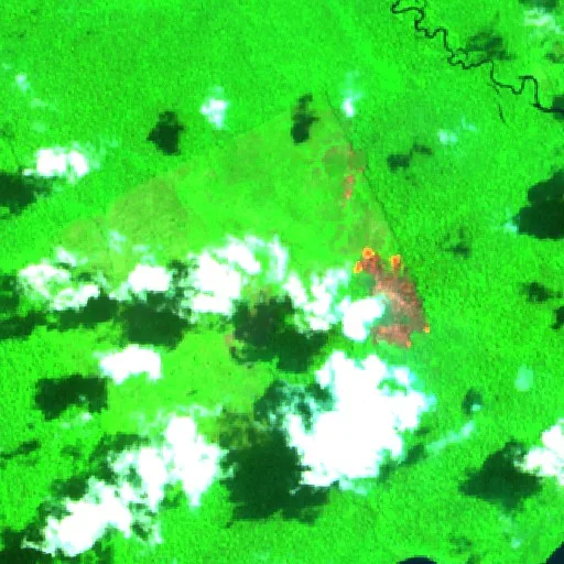 Wildfire near Maracau (Aug 31) — Sentinel-2 SWIR (fuego)