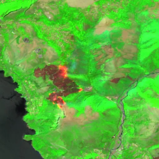 Wildfire near Maratea — Sentinel-2 SWIR (fuego)