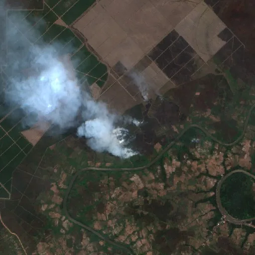 Incendio cerca de Margasarihilir — Sentinel-2 true color