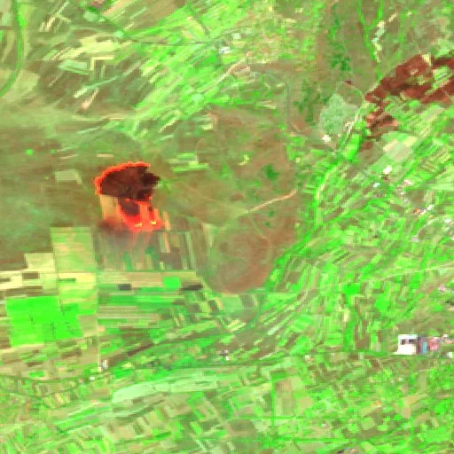 Wildfire near Markov Grad — Sentinel-2 SWIR (fuego)
