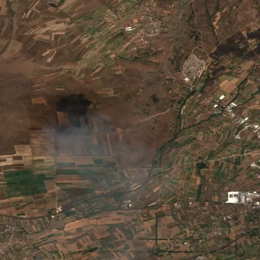 Wildfire near Markov Grad — Sentinel-2 true color