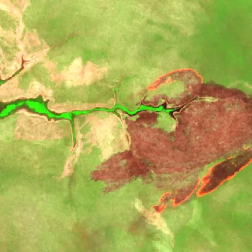 Incendio cerca de Mateiros (6 oct · NE) — Sentinel-2 SWIR (fuego)