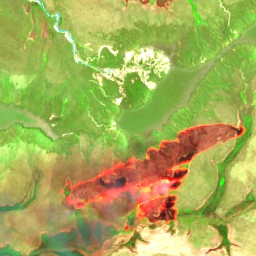 Wildfire near Mateiros (Oct 7) — Sentinel-2 SWIR (fuego)
