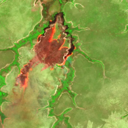 Wildfire near Mateiros (Aug 28) — Sentinel-2 SWIR (fuego)