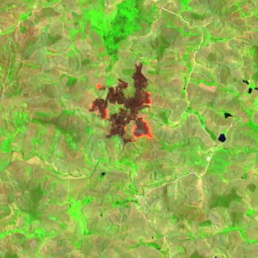 Wildfire near Mendes Pimentel — Sentinel-2 SWIR (fuego)