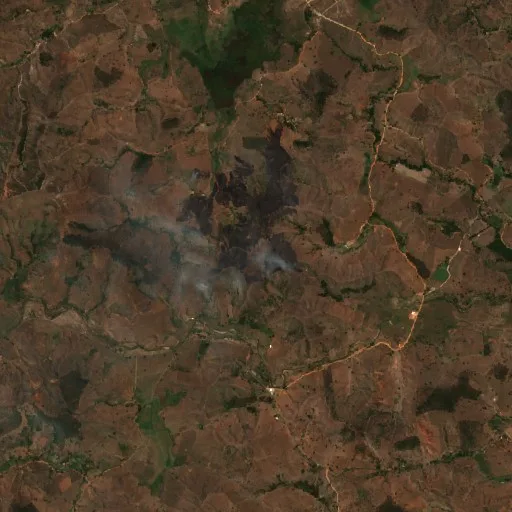 Wildfire near Mendes Pimentel — Sentinel-2 true color