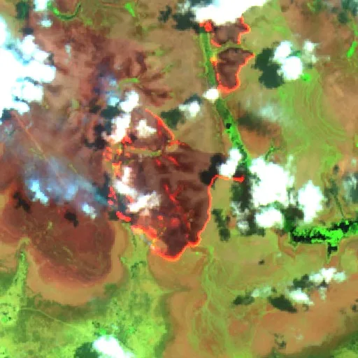 Incendio cerca de Merauke (20 sep · E) — Sentinel-2 SWIR (fuego)