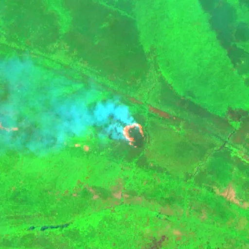 Incendio cerca de Merauke (11 oct · W) — Sentinel-2 SWIR (fuego)