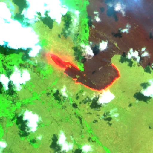 Wildfire near Merauke (Sep 21 · W) — Sentinel-2 SWIR (fuego)