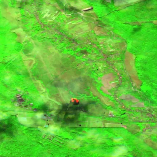 Wildfire near Mija — Sentinel-2 SWIR (fuego)
