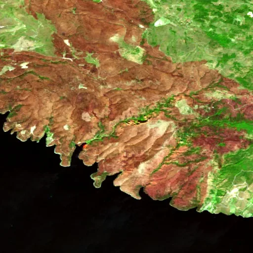 Incendio cerca de Milna — Sentinel-2 SWIR (fuego)