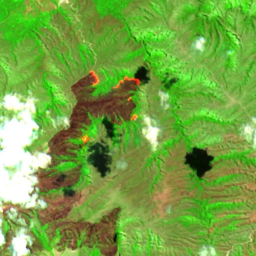 Incendio cerca de Mimoso de Goiás (13 sep) — Sentinel-2 SWIR (fuego)