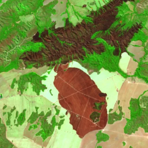 Incendio cerca de Mimoso de Goiás (8 ago) — Sentinel-2 SWIR (fuego)