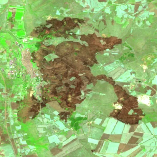 Wildfire near Minervino Murge (Jul 15 #2) — Sentinel-2 SWIR (fuego)