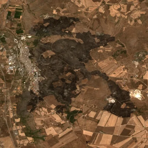 Wildfire near Minervino Murge (Jul 15 #2) — Sentinel-2 true color