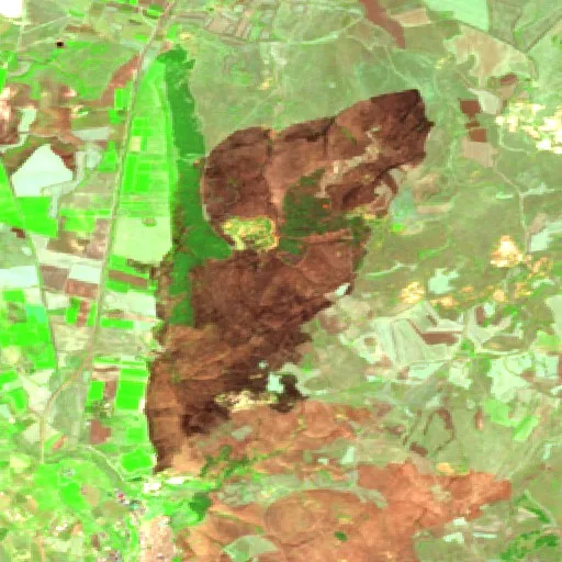 Wildfire near Minervino Murge (Aug 10 #2) — Sentinel-2 SWIR (fuego)