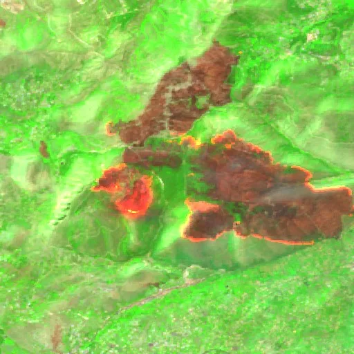 Wildfire near Monreale (Jul 22) — Sentinel-2 SWIR (fuego)