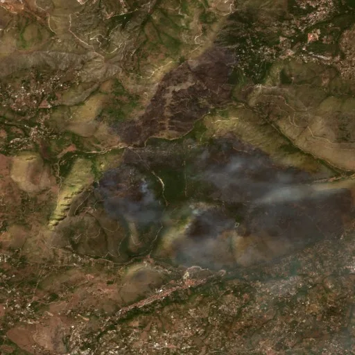 Wildfire near Monreale (Jul 22) — Sentinel-2 true color