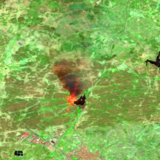 Incendio cerca de Montehermoso — Sentinel-2 SWIR (fuego)