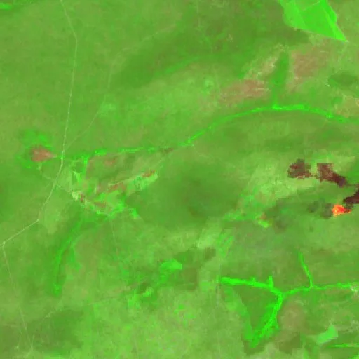 Incendio cerca de Montezuma — Sentinel-2 SWIR