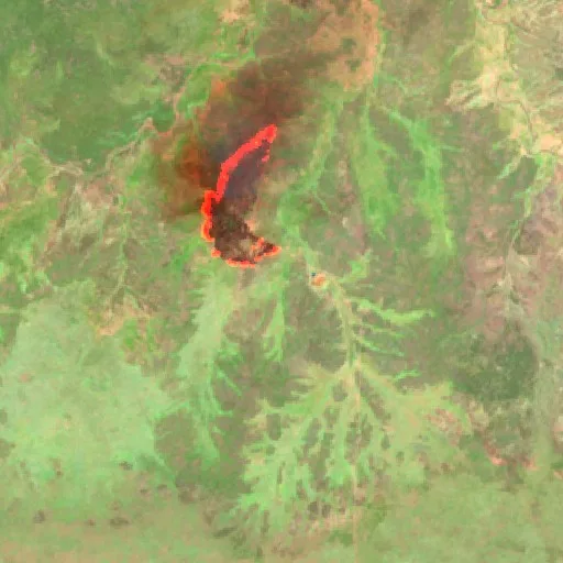 Wildfire near Moongardie Community — Sentinel-2 SWIR (fuego)