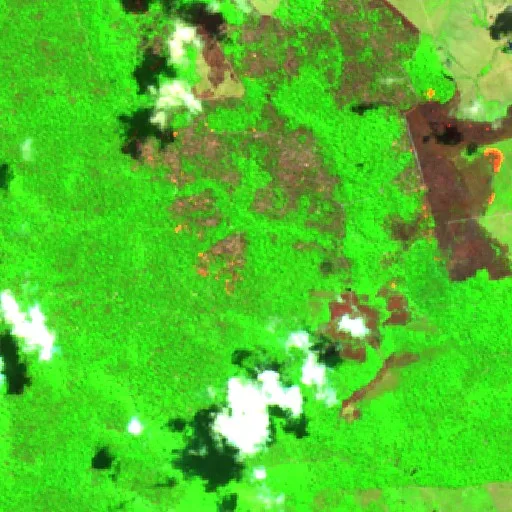 Incendio cerca de Morais Almeida (28 ago) — Sentinel-2 SWIR (fuego)