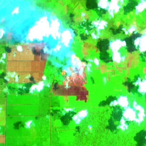 Wildfire near Muara Sabak — Sentinel-2 SWIR (fuego)