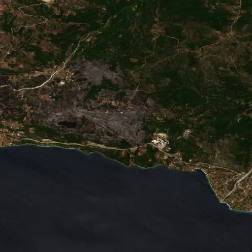 Wildfire near Efpalio — Sentinel-2 true color