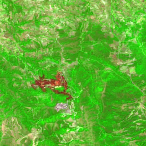 Wildfire near Olenia — Sentinel-2 SWIR (fuego)