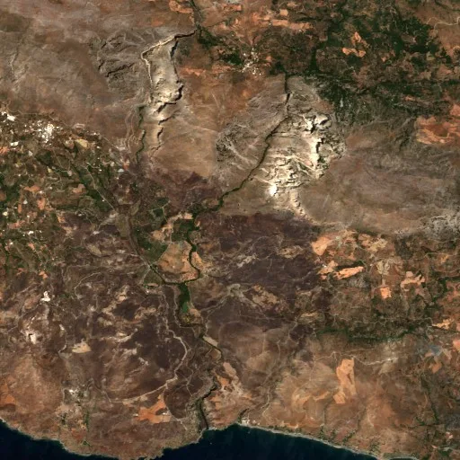Wildfire near Agios Vasileios (Jul 31) — Sentinel-2 true color