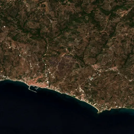 Wildfire near Mytilene — Sentinel-2 true color