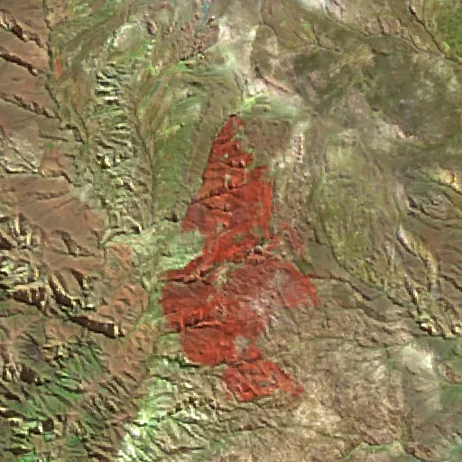 Wildfire near Seclantás — Sentinel-2 SWIR (fuego)