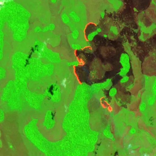 Wildfire near Municipio Exaltación (Sep 21) — Sentinel-2 SWIR (fuego)