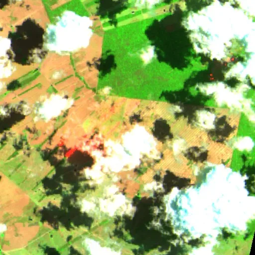Wildfire near Municipio San Rafael (Oct 3 · SW) — Sentinel-2 SWIR (fuego)