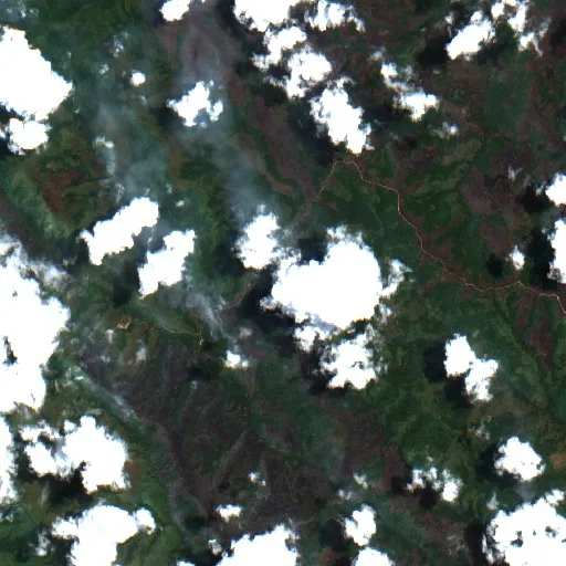 Wildfire near Namlea — Sentinel-2 true color