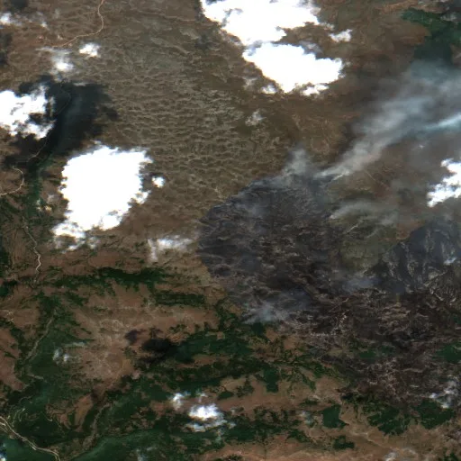Wildfire near Nevesinje — Sentinel-2 true color