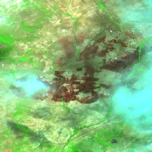 Wildfire near Noragugume (Jul 17) — Sentinel-2 SWIR (fuego)