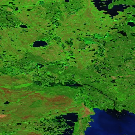 Wildfire near North Slave Region (Jul 4 #2) — Sentinel-2 SWIR (fuego)