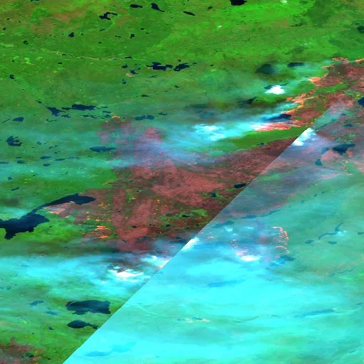 Wildfire near North Slave Region (Jul 17) — Sentinel-2 SWIR (fuego)