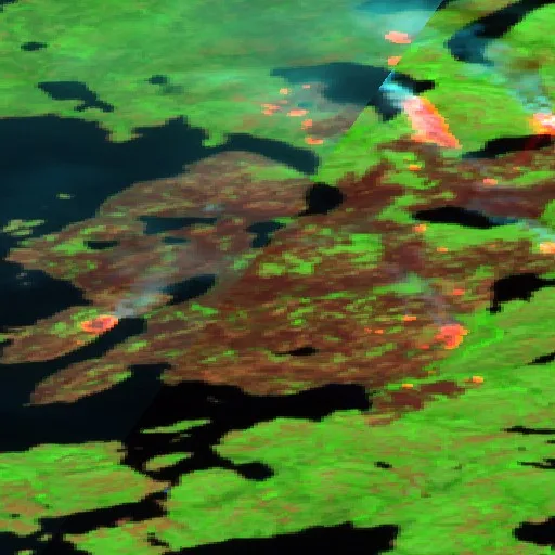Wildfire near North Slave Region (Jul 16 · E #2) — Sentinel-2 SWIR (fuego)