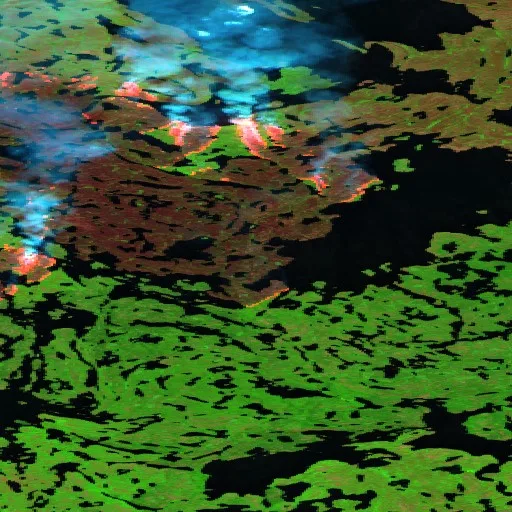 Incendio cerca de North Slave Region (Jul 4) — Sentinel-2 SWIR (fuego)
