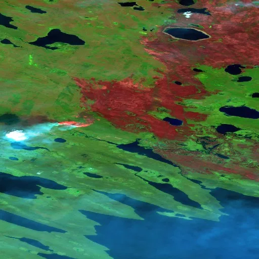 Wildfire near North Slave Region (Jun 27 #3) — Sentinel-2 SWIR (fuego)