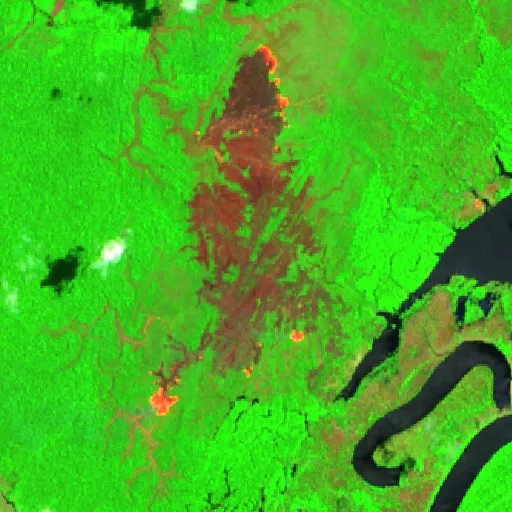 Wildfire near Nova Olinda do Norte — Sentinel-2 SWIR (fuego)
