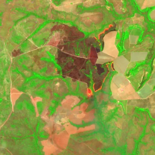 Wildfire near Novo Acordo — Sentinel-2 SWIR (fuego)