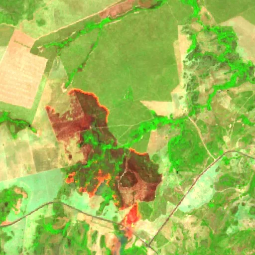 Wildfire near Novo Jardim (Sep 15) — Sentinel-2 SWIR (fuego)