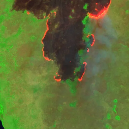 Wildfire near Novo Santo Antônio (Aug 29) — Sentinel-2 SWIR (fuego)