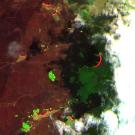 Wildfire near Novo Santo Antônio (Sep 16) — Sentinel-2 SWIR (fuego)