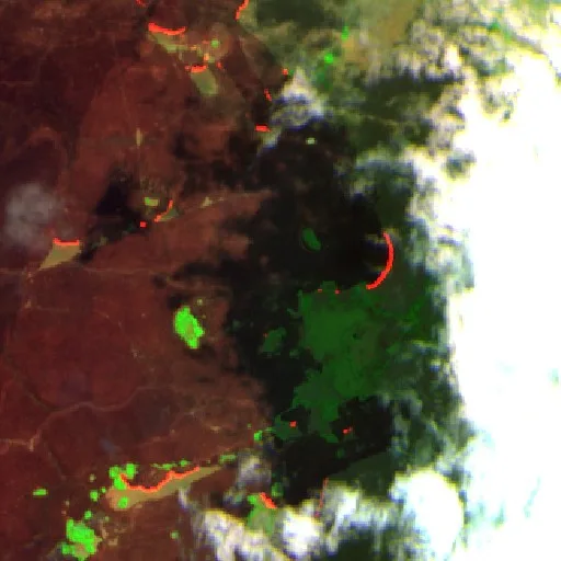 Incendio cerca de Novo Santo Antônio (16 sep · SE) — Sentinel-2 SWIR (fuego)