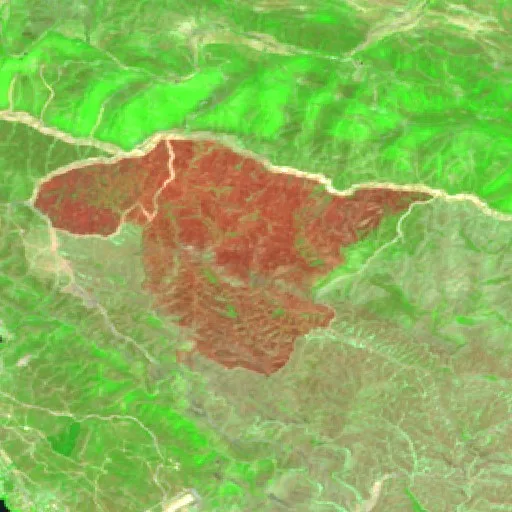 Incendio Wildfire near Obejo (ES) — Sentinel-2 SWIR (fuego)